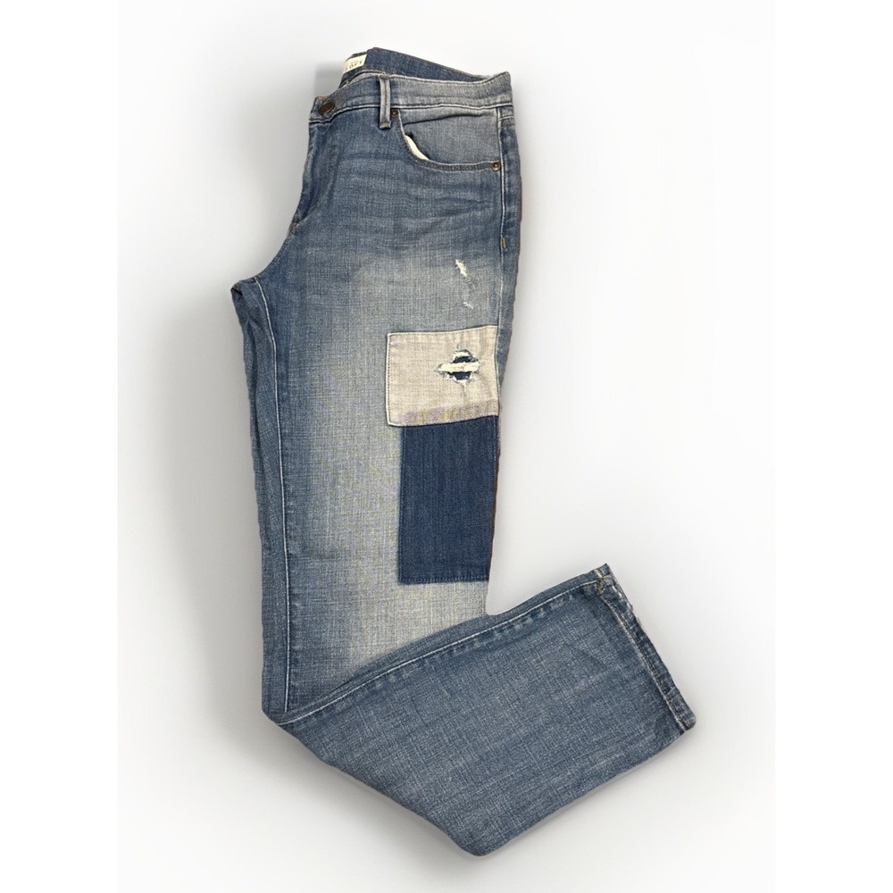 Ann Taylor LOFT‎ Skinny Jeans Sz 27 Blue Distressed Patch Stretch